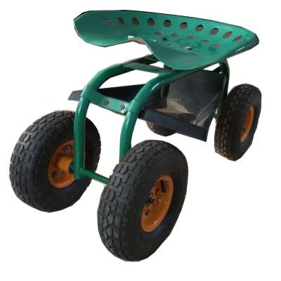 Seat Cart adjustable 360degree swivel seat rolling garden cart