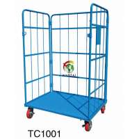 Industrial heavy wheel adjustable floding steel picking logistic storage wire mesh trolley