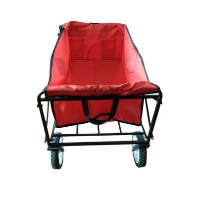 4 wheels folding outdoor utility  kids garden tool folded wagon beach trolley hand cart